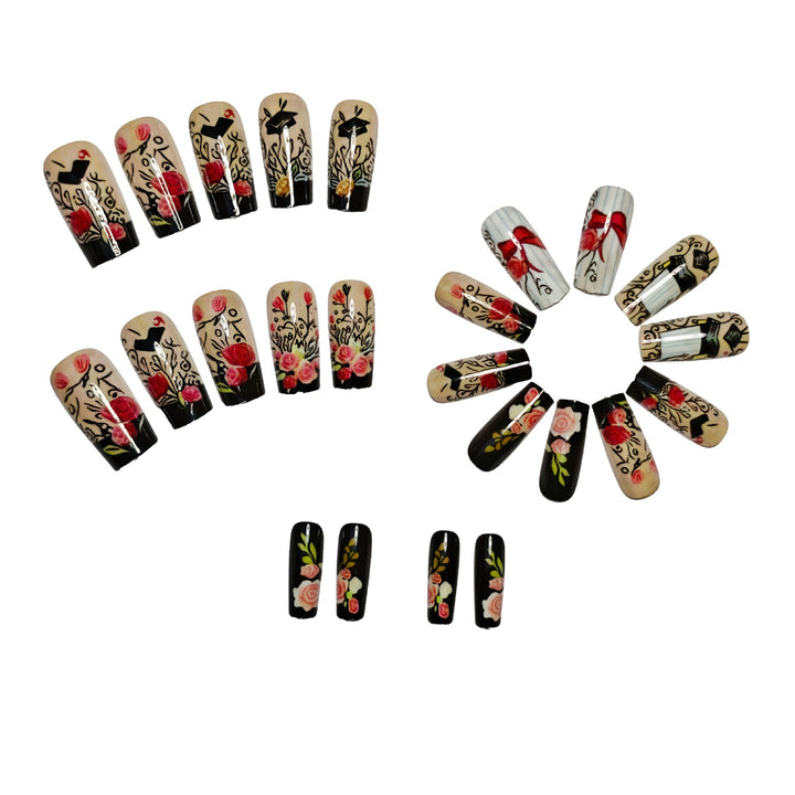 Glamorous artificial nails with floral designs Kalsten