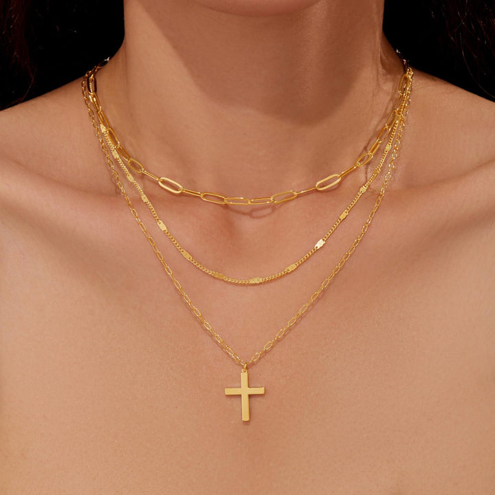 Multi-Layered Cross Pendant Necklace Kalsten