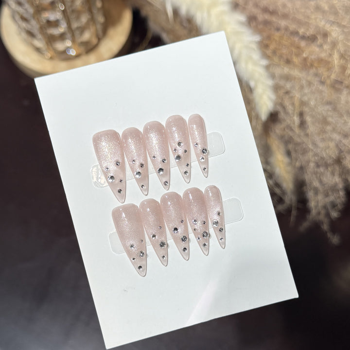 Elegant Rhinestone-Embellished Stiletto Press-On Nails Kalsten