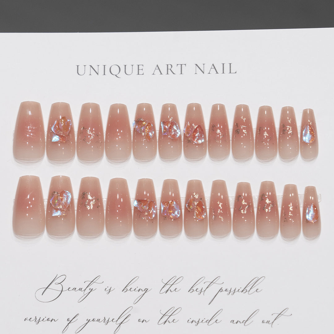 Artistic Press-On Nail Tips with Floral Design Kalsten