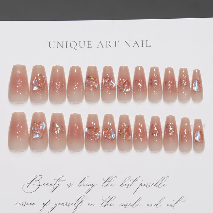 Artistic Press-On Nail Tips with Floral Design Kalsten
