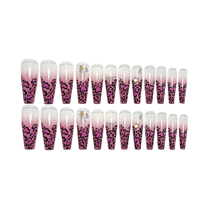 Artificial nails with leopard pattern and rhinestone details Kalsten