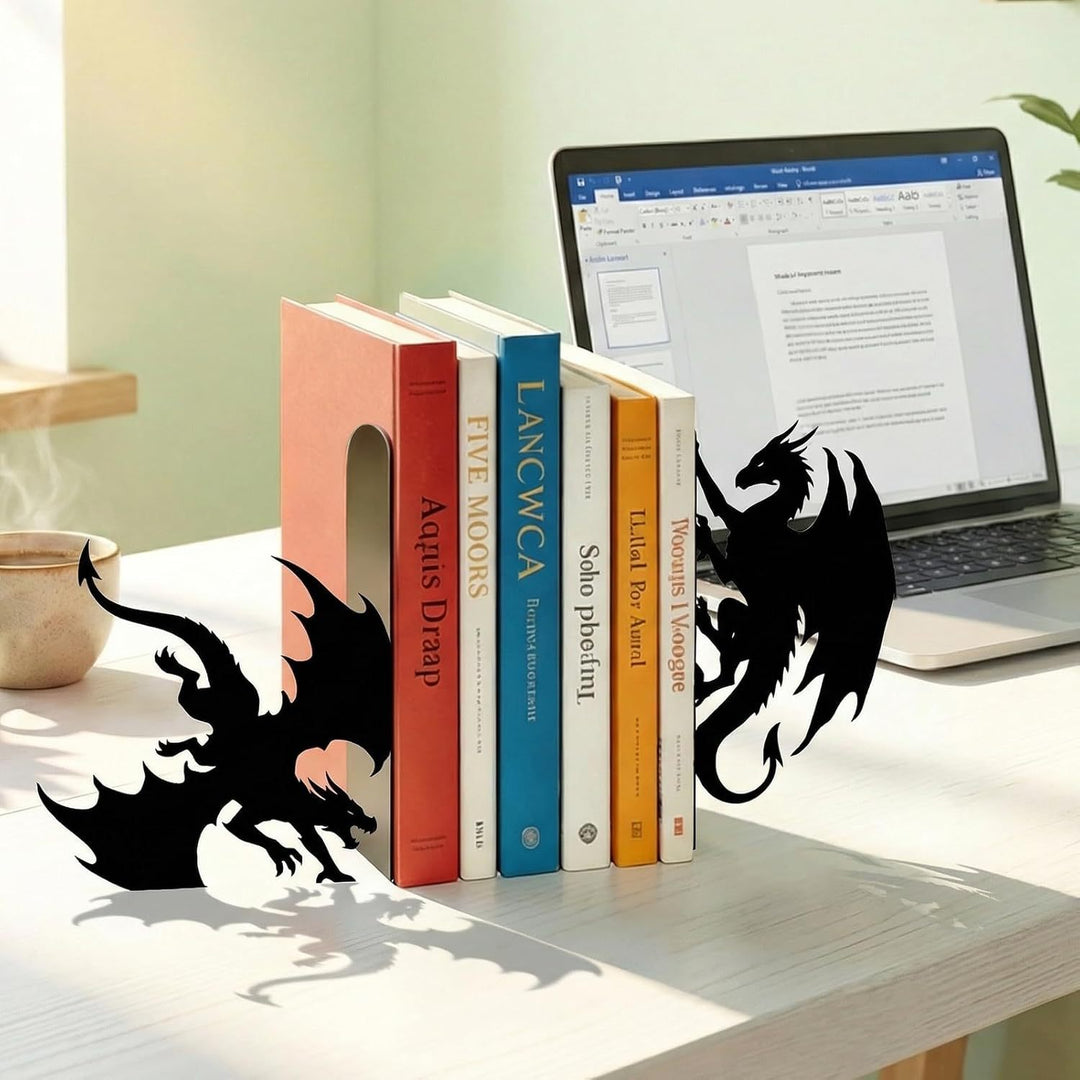 Dragon-Themed Metal Bookends