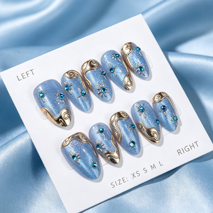 Decorative Press-On Nail Art Set with Glitter and Gem Accents