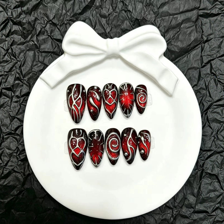 Artistic Nail Art Press-On Nail Set with Charming Glitter Accents