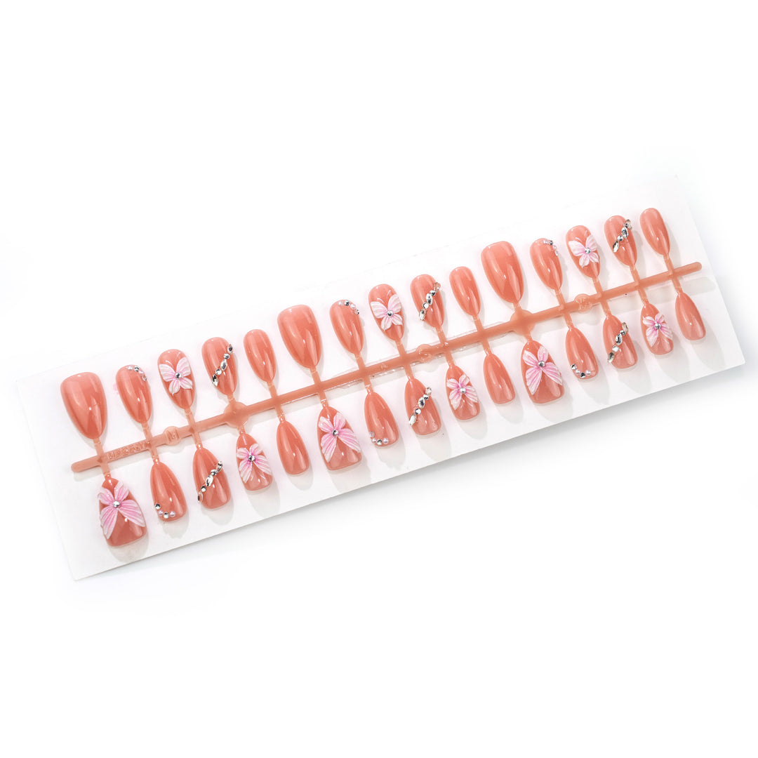 Floral Adorned Press-On Nail Set