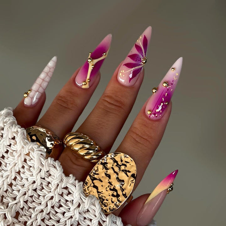 Exquisite Artificial Nails with Glamorous Accents Kalsten