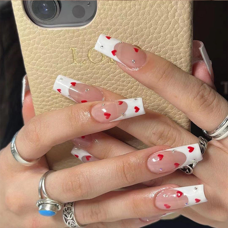 Pearl Accent Long Stiletto Nail Extensions