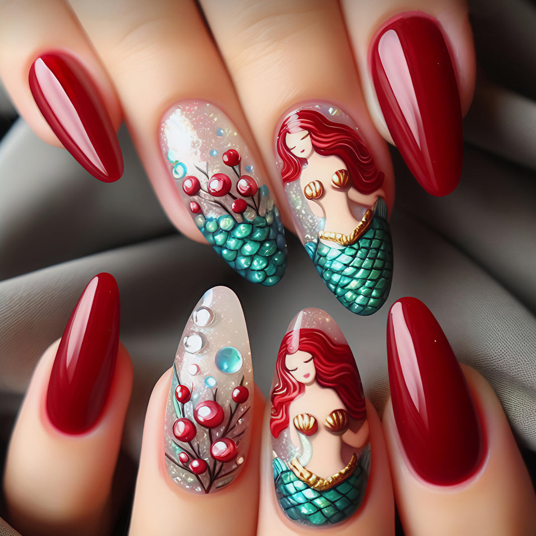 Mermaid motif artificial nails Kalsten