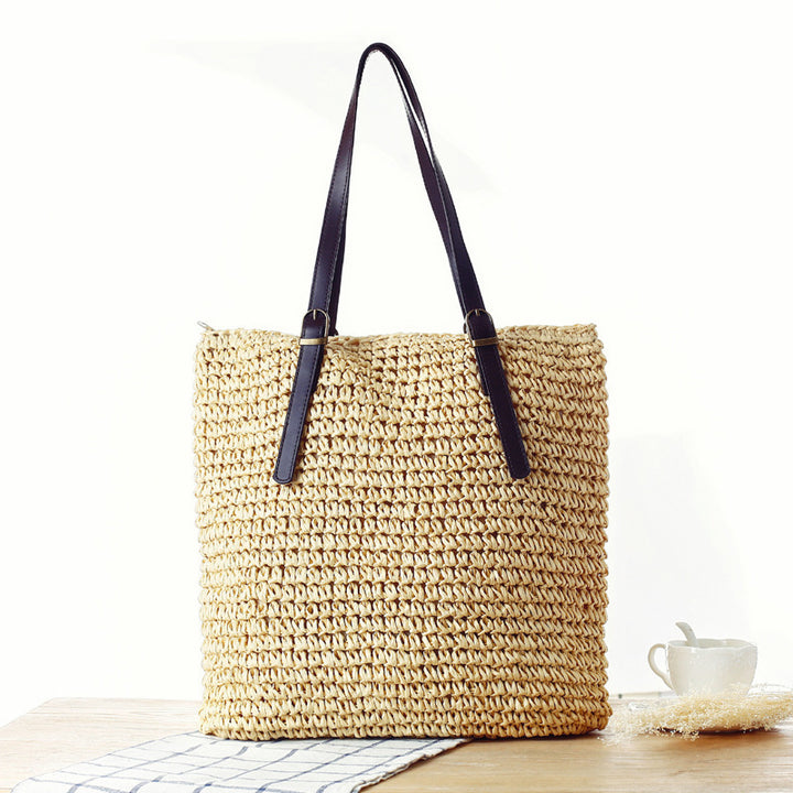 Handbag Made From Handcrafted Natural Material with Strong Leather Handles Kalsten