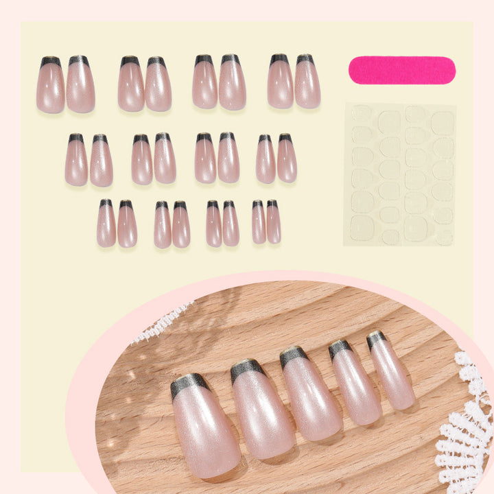 Acrylic nail set with elegant French design and glitter accents Kalsten