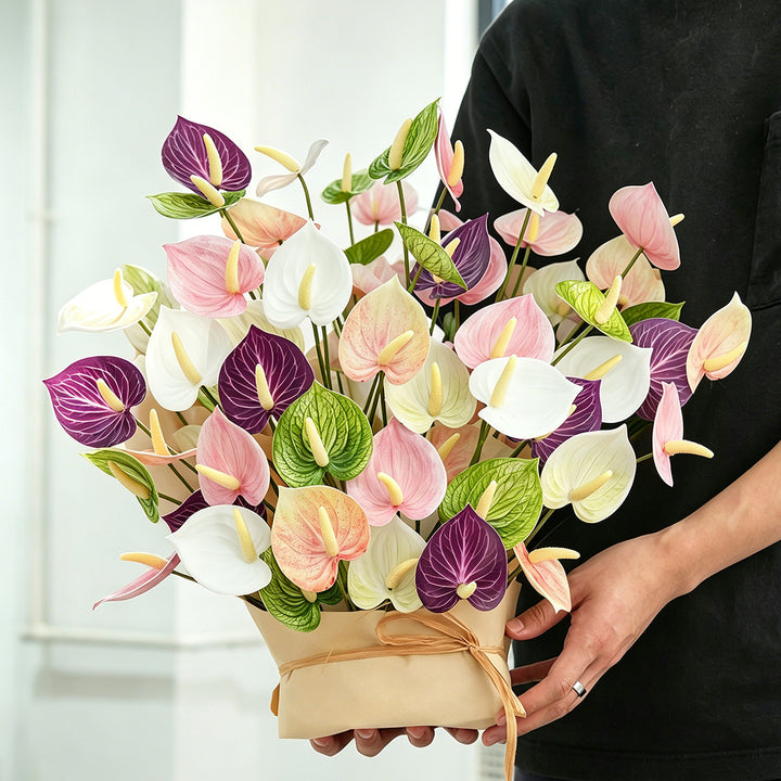 Lifelike Decorative Anthurium Floral Stem Arrangement