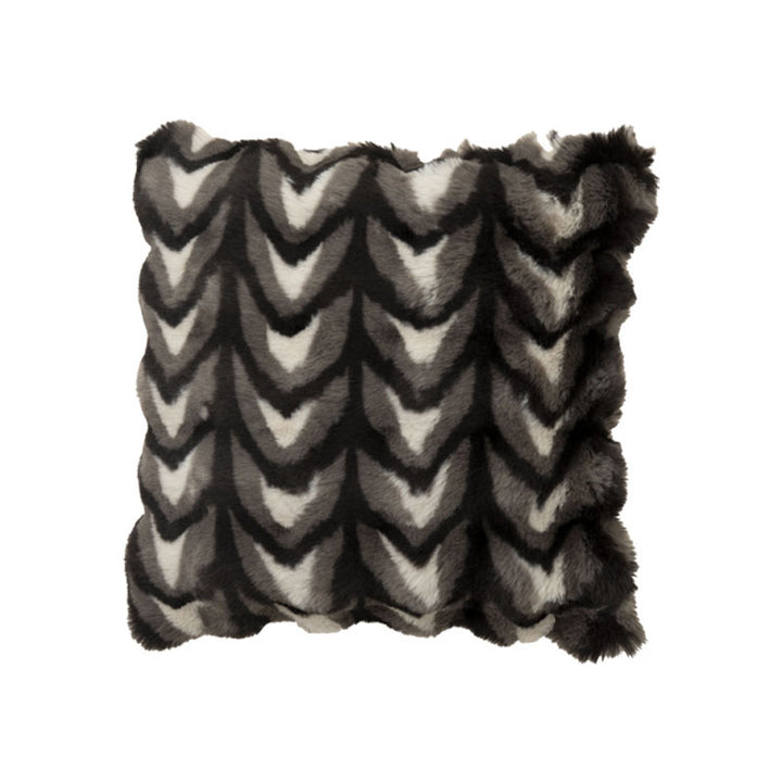 Rectangular decorative faux fur pillow cover with chevron relief texture Kalsten