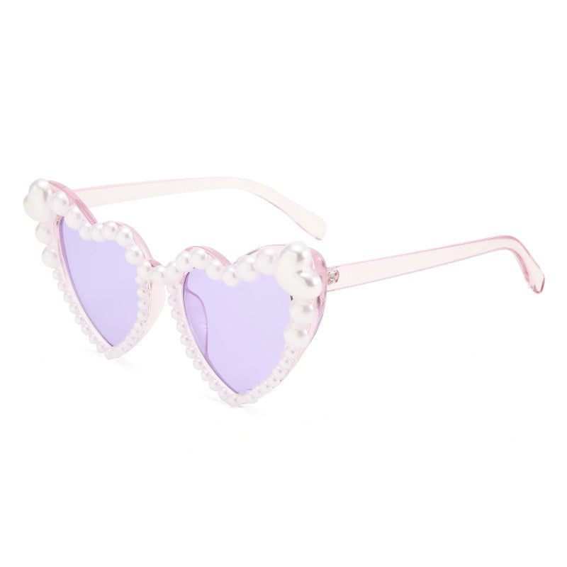 Heart-Shaped Pearl Accented Sunglasses