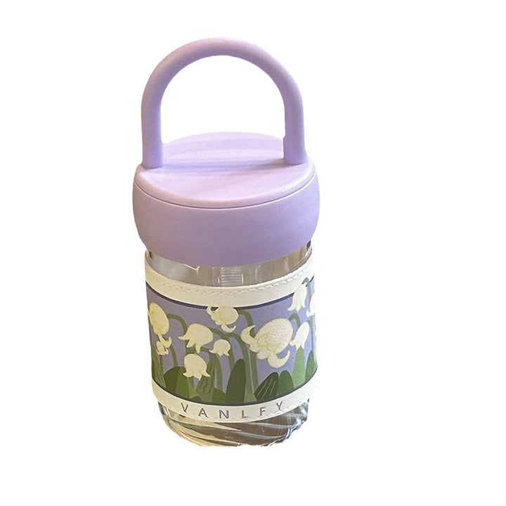 Women's insulated drinking bottle with ergonomic carrying handle and elegant flower design Kalsten
