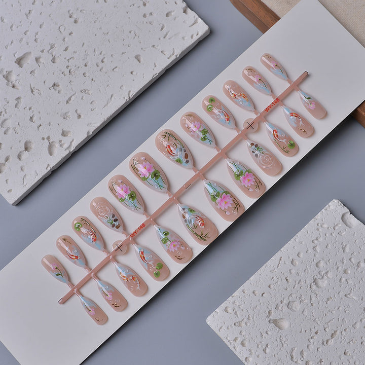 Artistic Floral Press-On Nail Set Kalsten