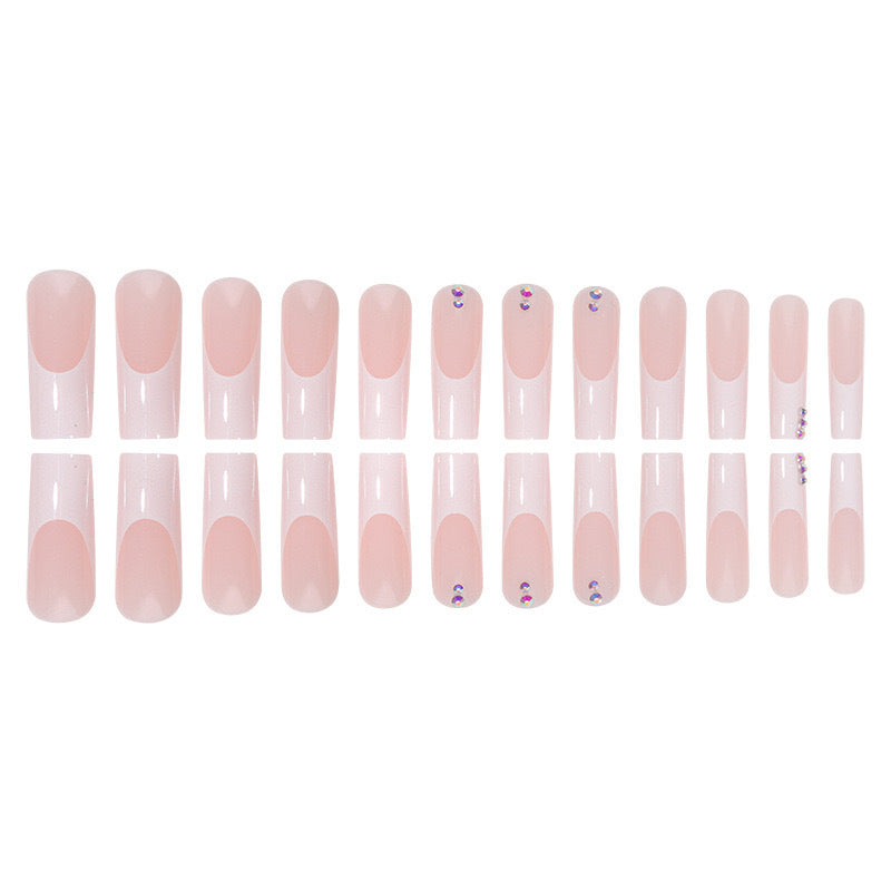 Nail set with elegant French tips and sparkling rhinestone embellishments Kalsten