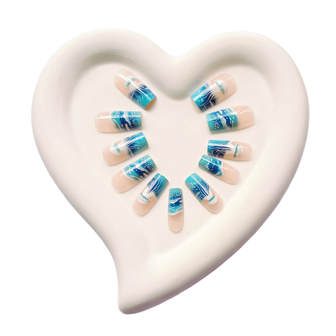 Artificial nails with transparent jellyfish design Kalsten