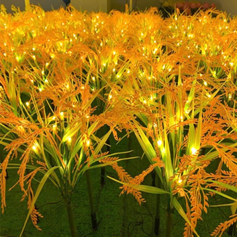 Solar LED Ornamental Grass Pathway Stake Lights With Integrated Solar Panel Kalsten