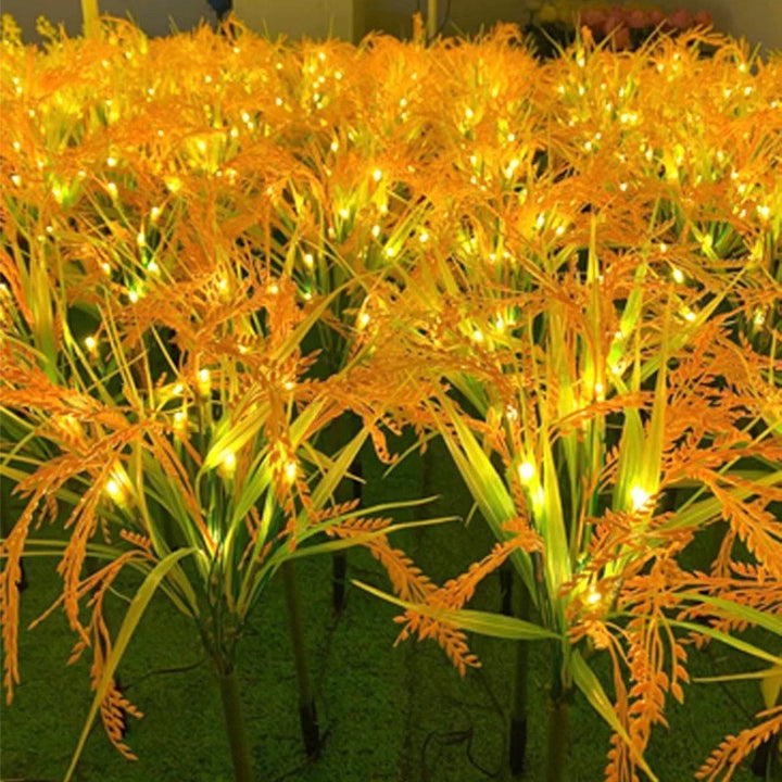 Solar LED Ornamental Grass Pathway Stake Lights With Integrated Solar Panel Kalsten