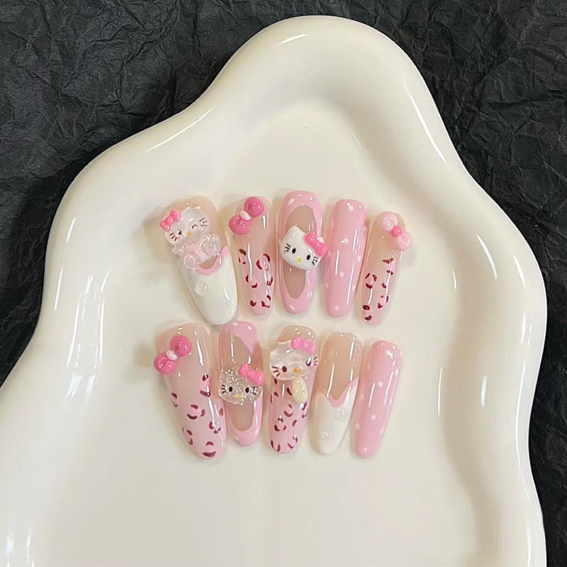 Stylish Press-On Nail Set with Artistic Leopard Design Kalsten