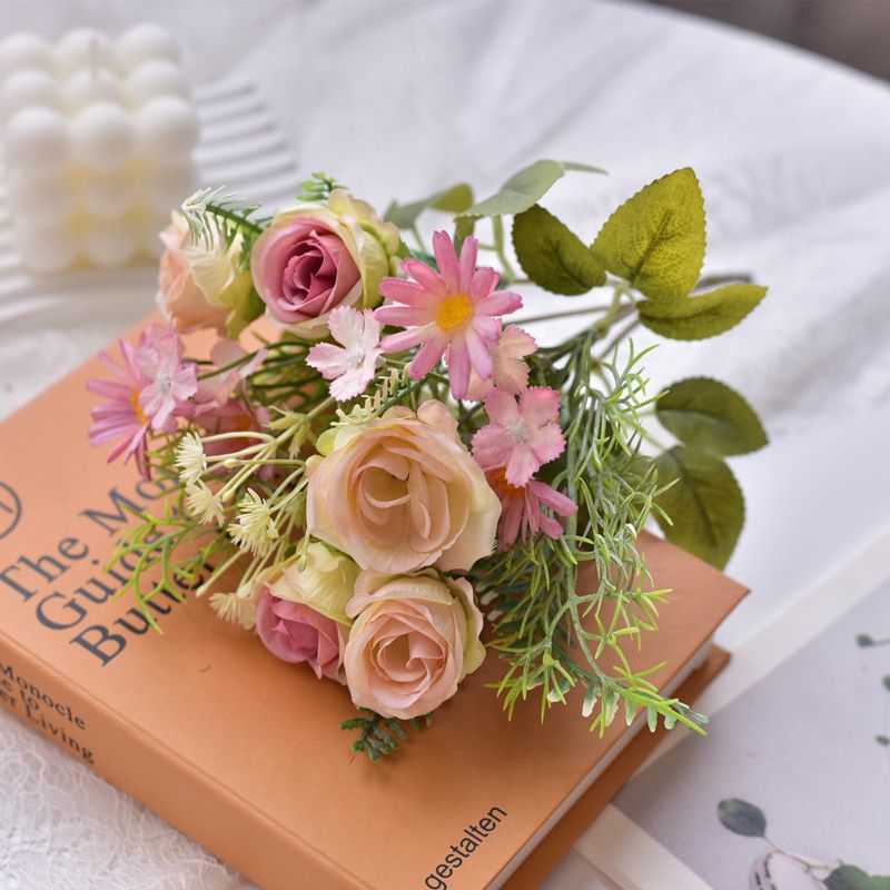 Lifelike Artificial Floral Bouquet with Fern Accents