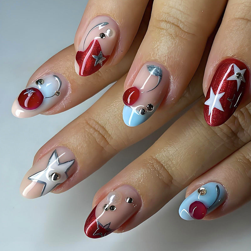 Acrylic nail set with stylish star and fruit motifs Kalsten
