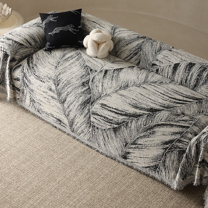 Artistic Leaf Pattern Throw Blanket