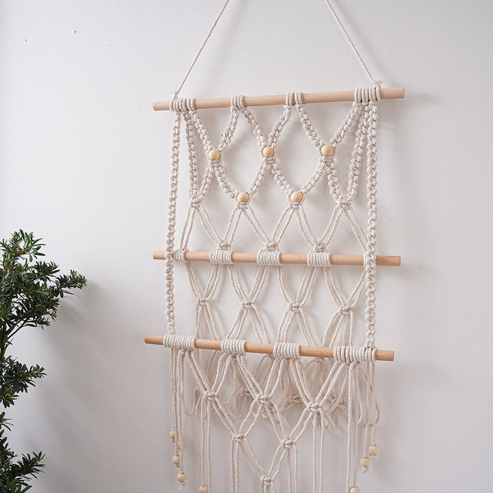 Macrame Wall Hanging with Natural Wood Accents Kalsten