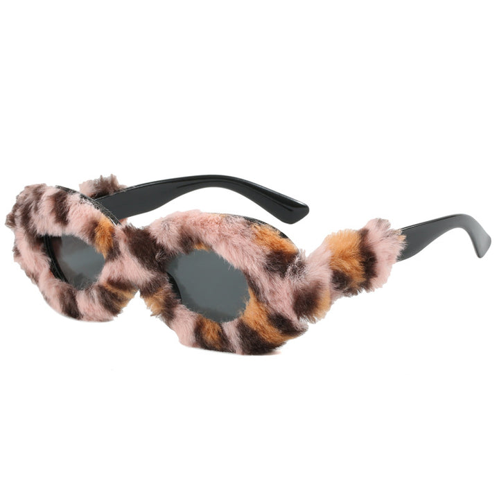 Women eye-catching designer sunglasses with luxurious fur frame Kalsten