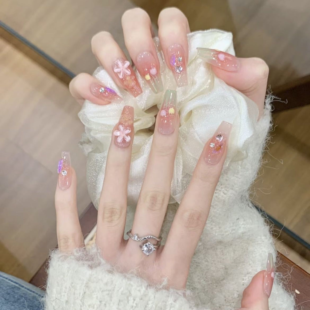 Floral Artistic Press-On Nails Kalsten