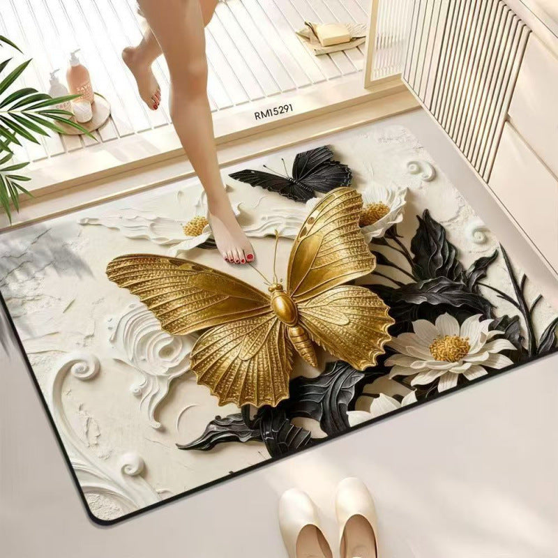 3D Butterfly Pattern Bath Mat