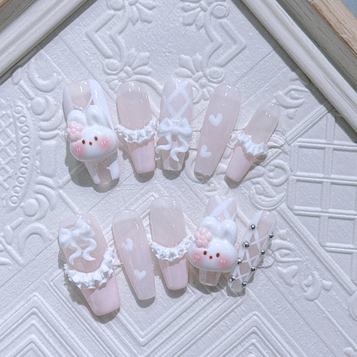Cute Bunny Themed Press-On Nail Set
