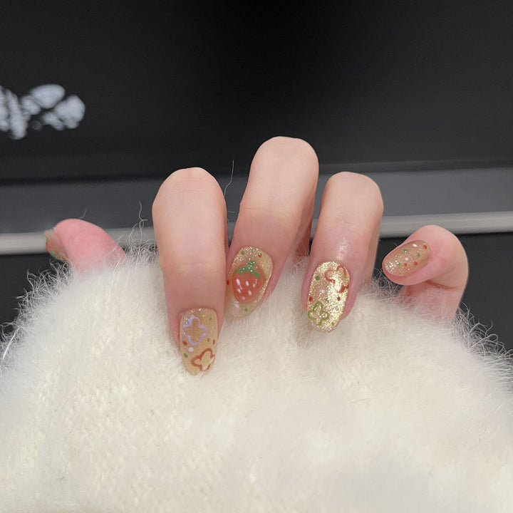 Artistic Strawberry-Themed Press-On Nail Set Kalsten
