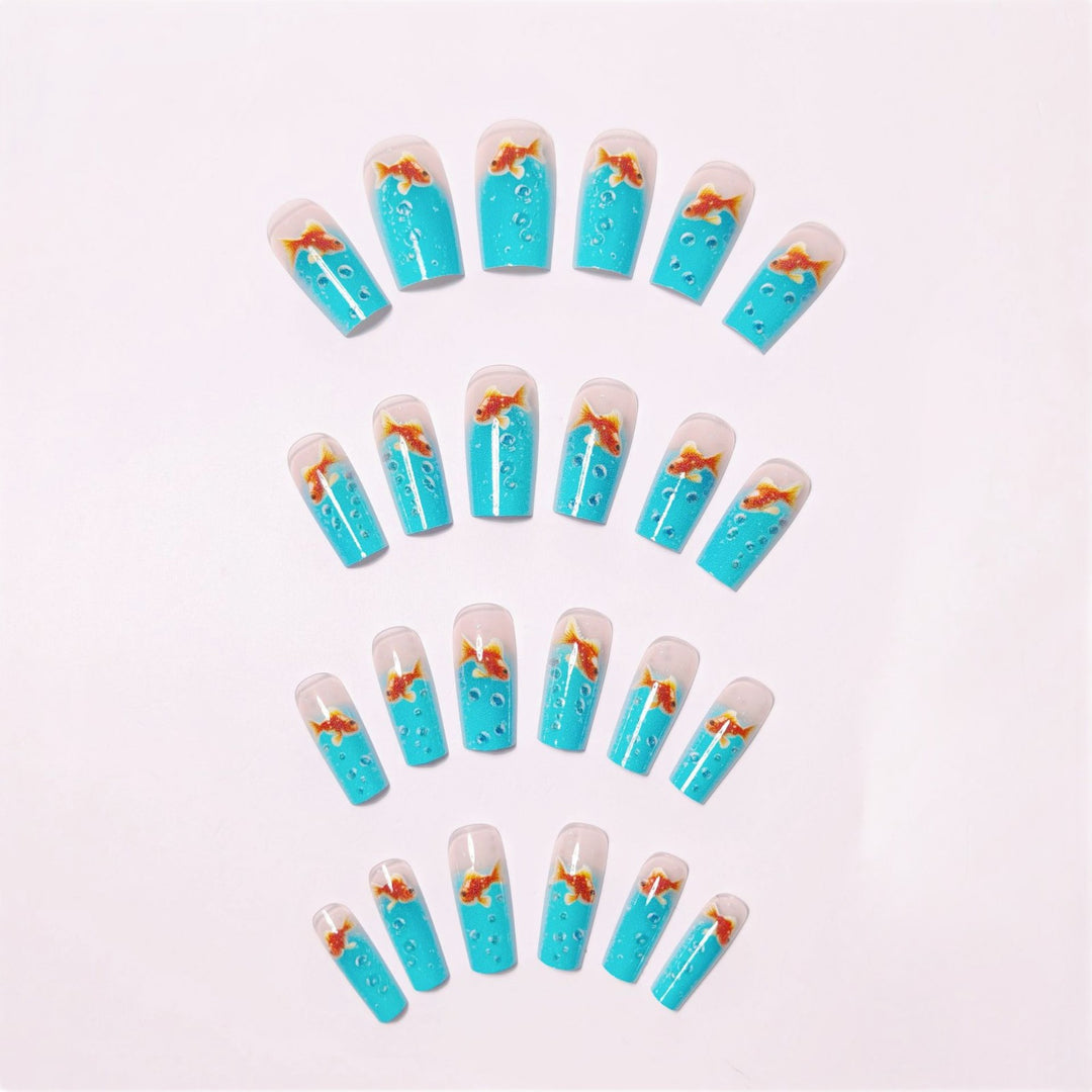 Artificial nail design with golden fish Kalsten