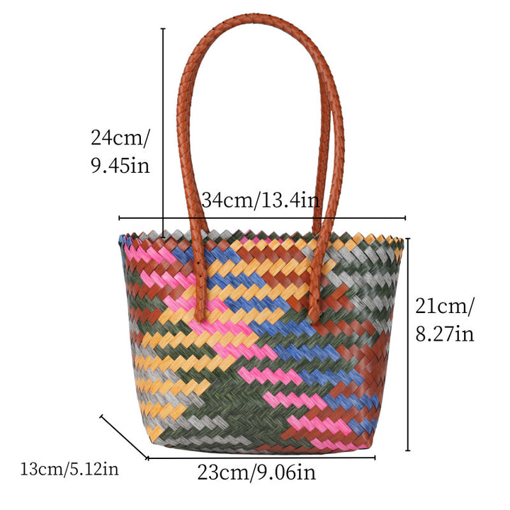 Handwoven tote bag with bamboo handles Kalsten