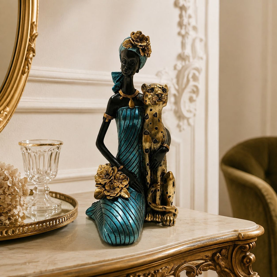 Elegant sculpture with leopard casting Kalsten