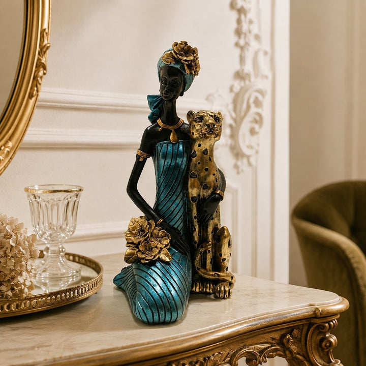 Elegant sculpture with leopard casting Kalsten
