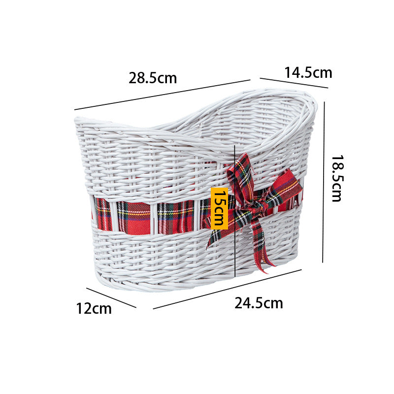 Decorative Woven Storage Basket with Festive Ribbon Kalsten