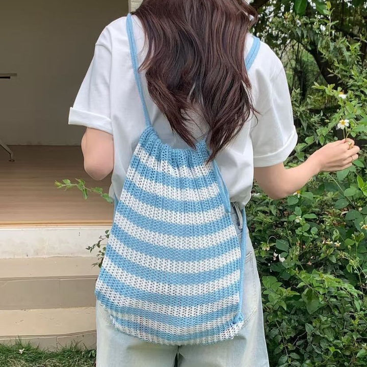 Lightweight Striped Crochet Tote Bag