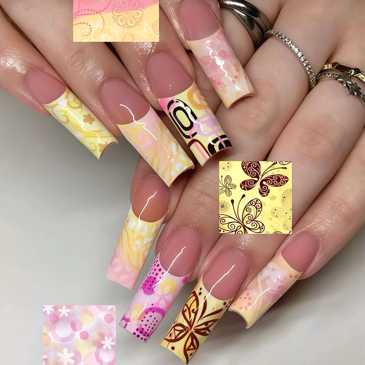 Decorative Long Press-On Nail Art Tips Kalsten