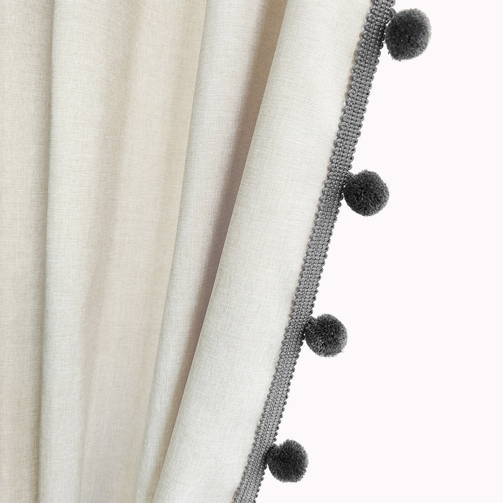 Textured Pom Pom Trim Shower Curtain Kalsten