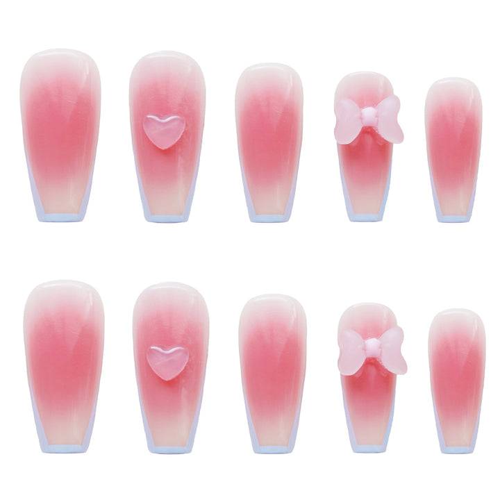 Elegant Ombre Press-On Nail Set with Bow Accents