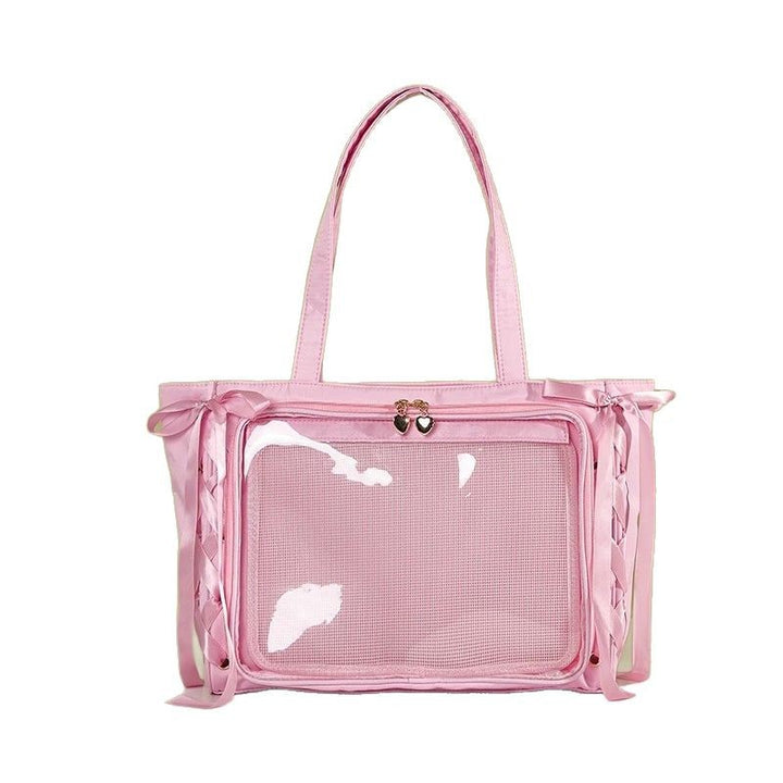 Multifunctional Clear Tote Bag with Decorative Ribbons
