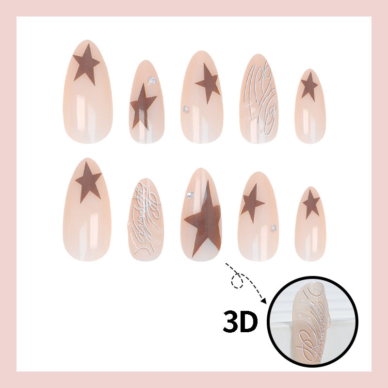 Artificial nail set with elegant star motifs and glitter accents Kalsten