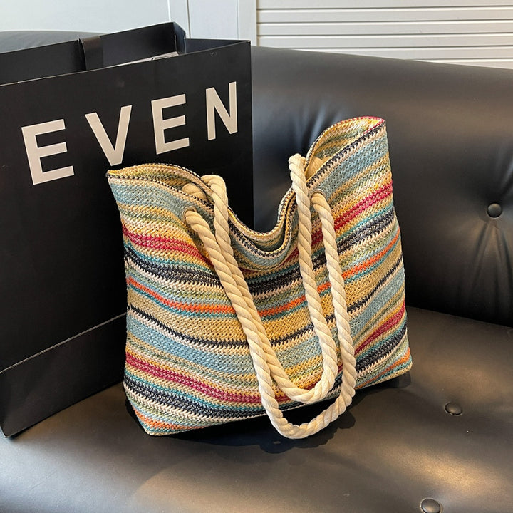 Spacious Striped Beach Tote Kalsten