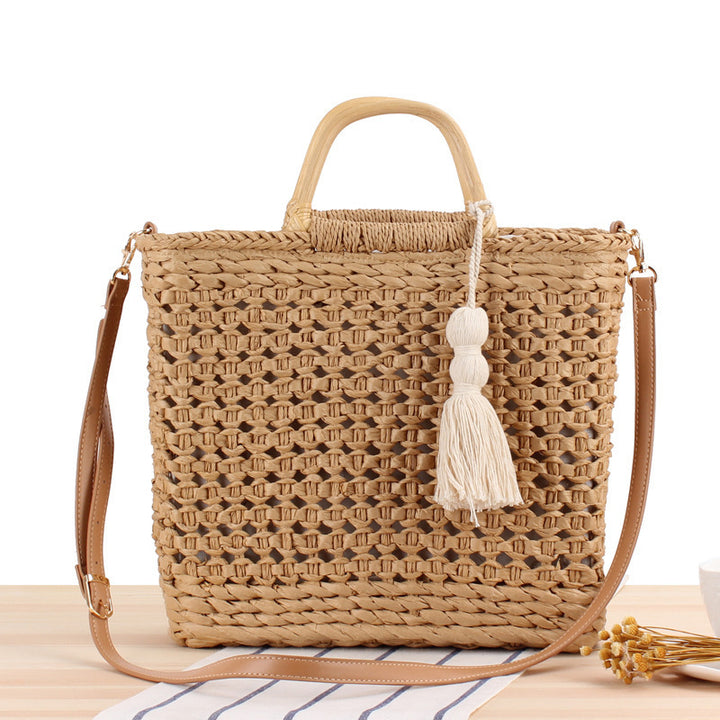Basket bag with decorative tassel embellishment Kalsten