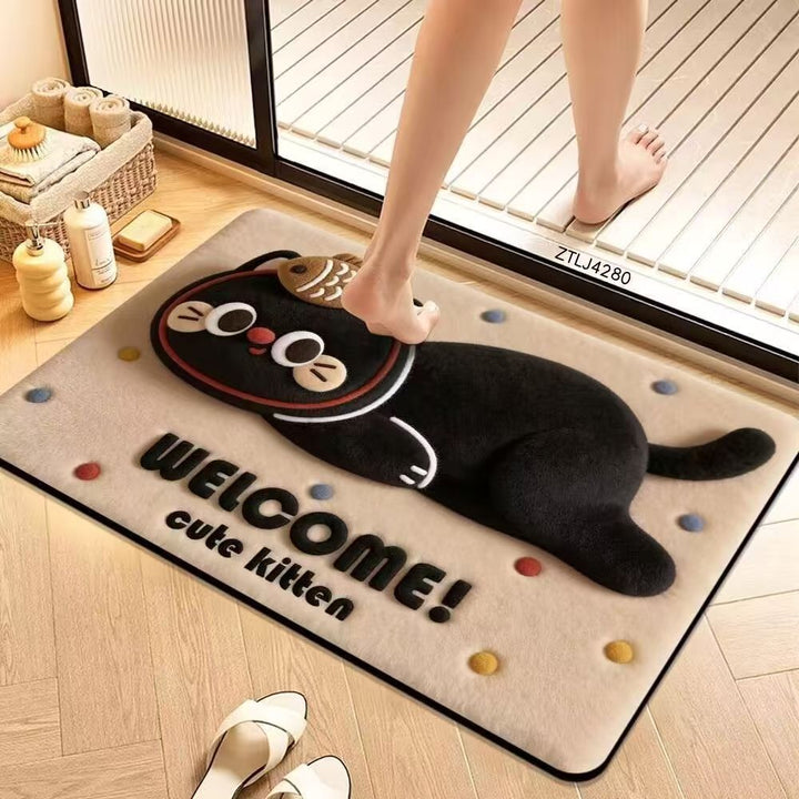 Cute Cartoon Pet-Themed Plush Bath Mat Kalsten