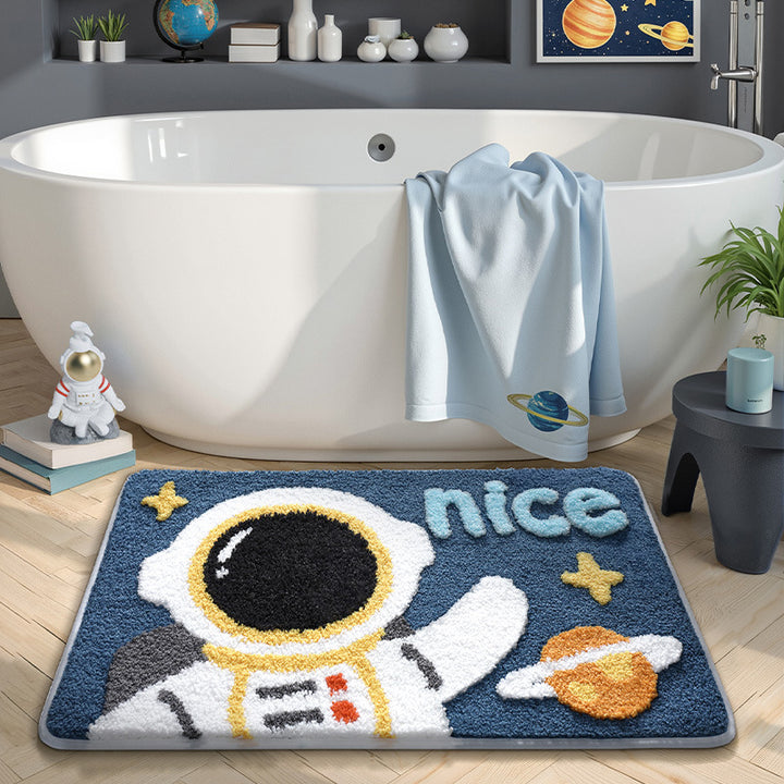 Playful UFO-Themed Bathroom Rug