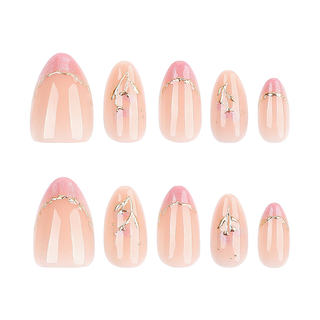 Elegant artificial nails with floral design and glitter Kalsten